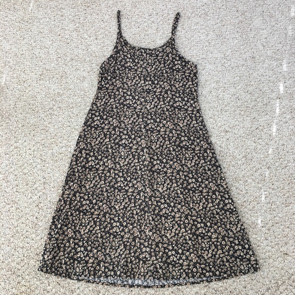 Long Black & Tan Floral Dress - Picture 1 of 6